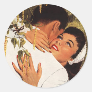Antiker Heiratsantrag, Liebe und Romantik Runder Aufkleber