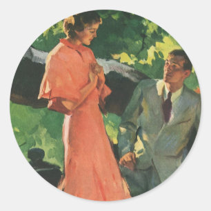 Antiker Heiratsantrag; Willst du mich heiraten? Runder Aufkleber
