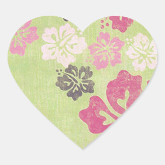 Antiker Hibiskus Herz-Aufkleber