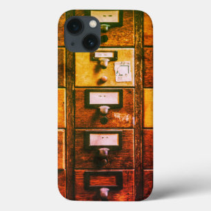 Antiker Holzschrank für Bibliothekskarteikarten Case-Mate iPhone Hülle