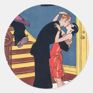 Antiker Humor, Liebe und Romantik, Kuss in der Nac Runder Aufkleber