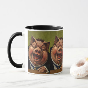 Antiker Humor, lustiges viktorianisches Schwein la Tasse
