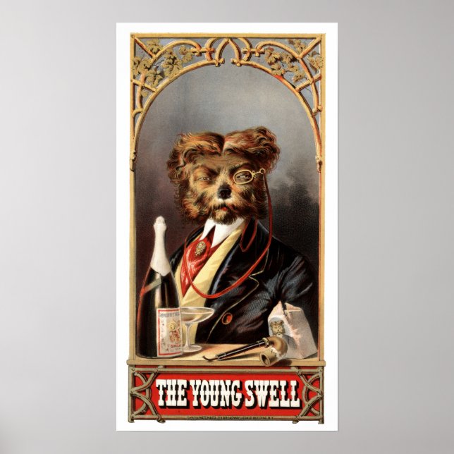 Antiker Hund mit Monocle Poster (Vorne)