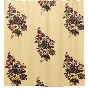 Antiker indischer Baumwoll-Chintz-Stoff  Duschvorhang