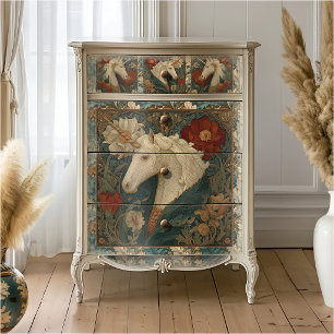Antiker Jadegrüner roter William-Morris-Stil-Einho Seidenpapier