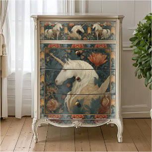 Antiker Jadegrüner William-Morris-Stil-Einhorn Seidenpapier