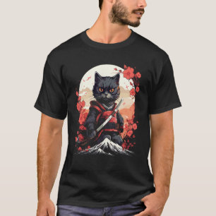 Antiker Japan-Krieger-Ninja-Katzen-Samurai-Kitty T-Shirt
