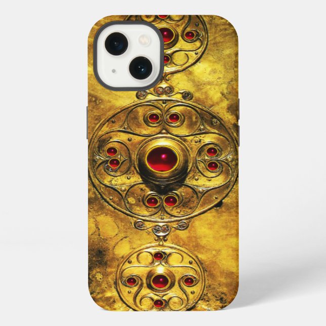 ANTIKER KELTISCHER KRIEGERSCHILD MIT RUBIN-EDELSTE iPhone HÜLLE (Rückseite)