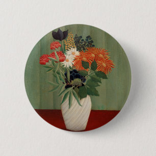 Antiker Kunstdruck von Henri Rousseau in altgrün m Button