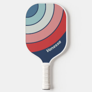 Antiker maritimer blauer Kreisstreifen mit Namen Pickleball Schläger