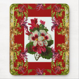Antiker Mauspads Rot floral