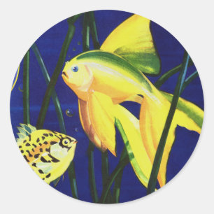 Antiker Meeresleben-Fisch, Fantasie-Goldfisch im A Runder Aufkleber