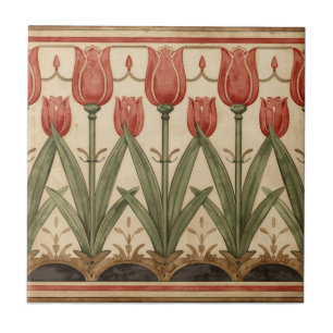 Antiker Mission-Stil roter Tulpenfries Fliese