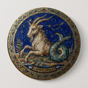 Antiker Mosaik-Zodiak Steinbock  Button
