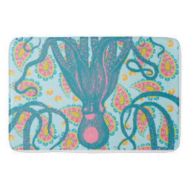 Antiker Oktopus auf Blue Paisley Badematte