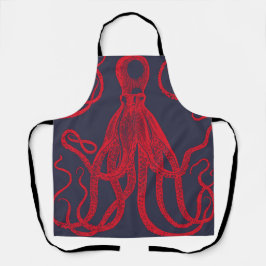 Antiker Oktopus rot auf blau Schürze