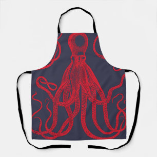 Antiker Oktopus rot auf blau Schürze