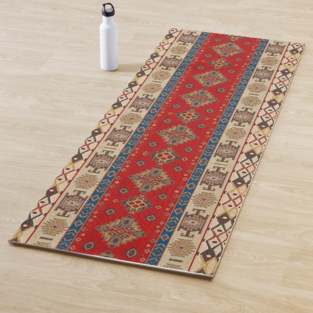Antiker Orientaler Türkischer Roter Ottoman Kilim  Yogamatte (Beispiel)