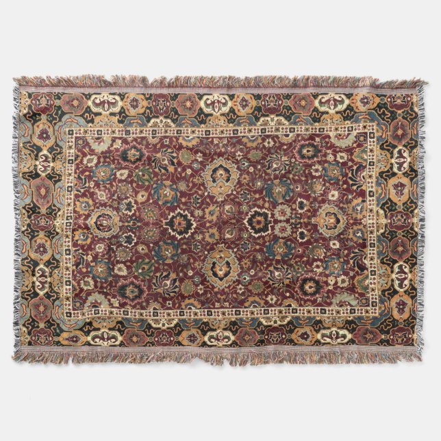 Antiker Orientalischer Persischer Herat-Teppichdru Decke (Vorderseite)