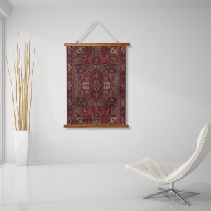 Antiker orientalischer scharlachroter persischer T Wandteppich Mit Holzrahmen