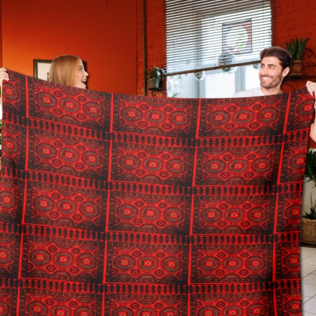 Antiker orientalischer Teppich-Look - rötlich Fleecedecke (Von Creator hochgeladen)