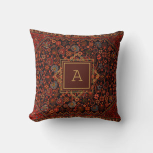 Antiker orientalischer Teppich Monogramm Rot Burgu Kissen