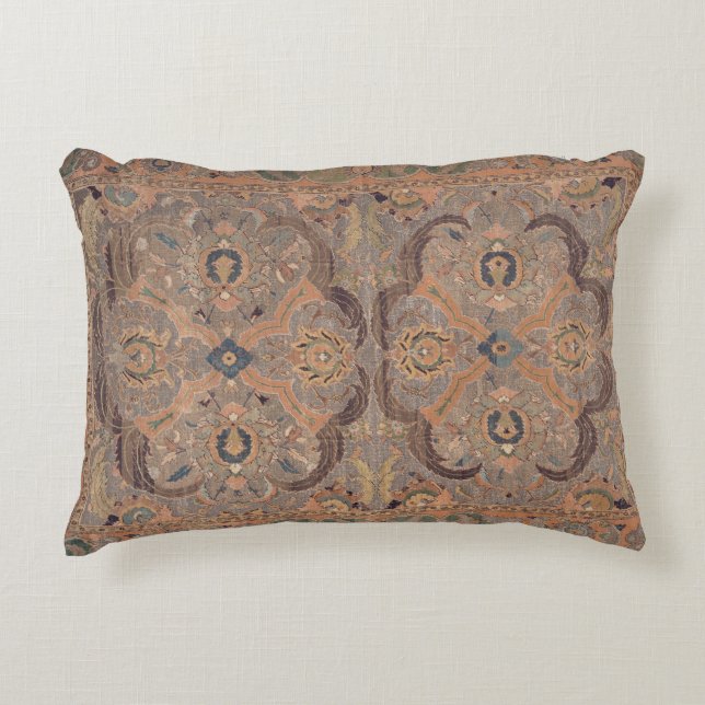 Antiker Persischer Teppich Brown Orange Dekokissen (Vorderseite)