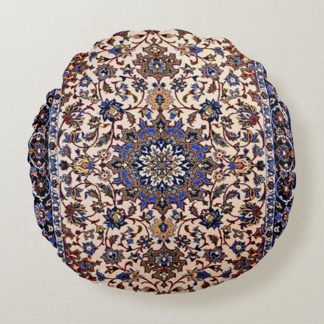 Antiker Persischer Türkischer Blauer Orientalische Rundes Kissen (Vorderseite)
