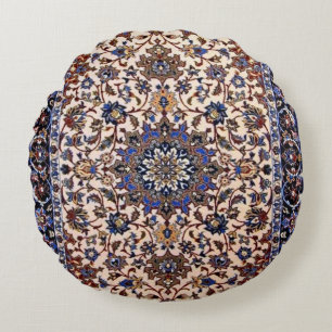 Antiker persischer türkischer blauer Orientteppich Rundes Kissen