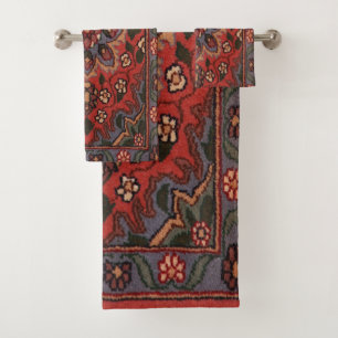 Antiker Persischer Türkischer Rug Blumenteppich Badhandtuch Set