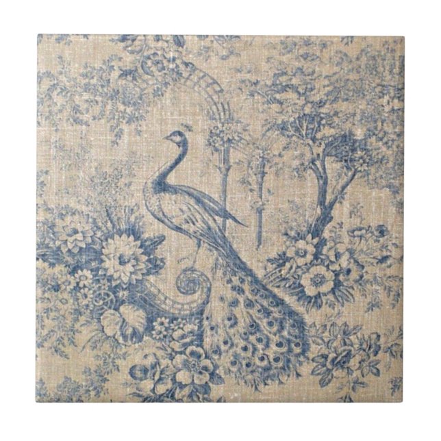 Antiker Pfau Toile Fliese (Vorderseite)