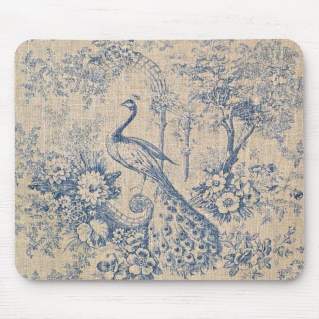 Antiker Pfau Toile Mousepad (Vorne)