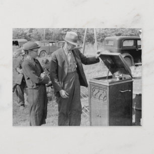 Antiker Plattenspieler, 1930er Jahre Postkarte