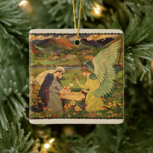 Antiker religiöser Wandteppich mit Baby Jesus Chri Keramikornament