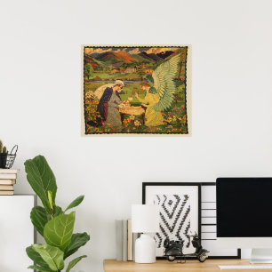 Antiker religiöser Wandteppich mit Jesus Christus Poster