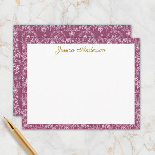 Antiker Rococo-Blumen Floral personalisierter Name Mitteilungskarte