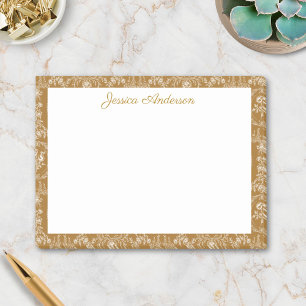 Antiker Rococo-Blumen Floral personalisierter Name Post-it Klebezettel