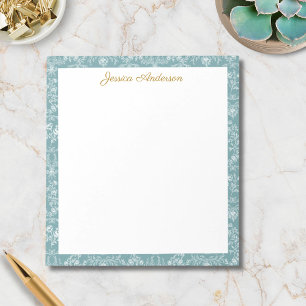 Antiker Rokoko-Blumen Floral Personalisierter Name Notizblock
