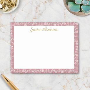 Antiker Rokoko-Blumen Floral personalisierter Name Post-it Klebezettel