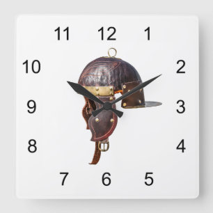 Antiker römischer Militärhelm Quadratische Wanduhr