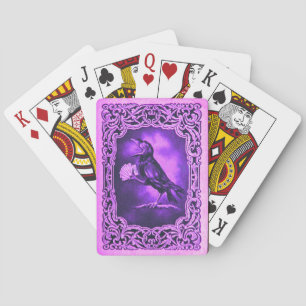 Antiker Rosa Blau Krähe spielt Poker Spielkarten