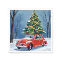 Antiker roter Auto-Weihnachtsbaum-Urlaub