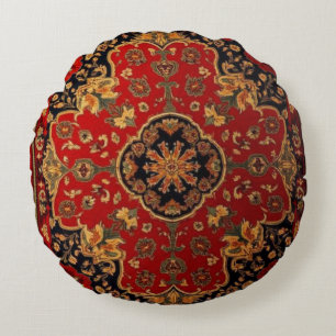 Antiker roter Gold Kashan Teppich Rug Perser  Rundes Kissen