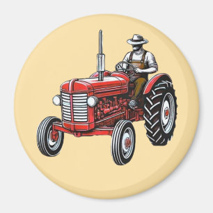 Antiker roter Traktor Magnet