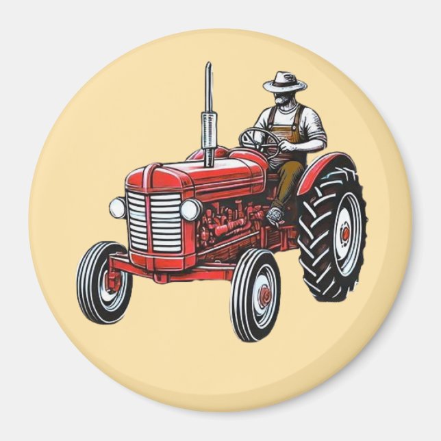 Antiker roter Traktor Magnet (Vorne)