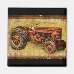 Antiker roter Traktor Magnet