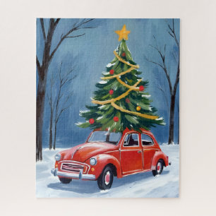 Antiker roter Weihnachtsbaum-Auto