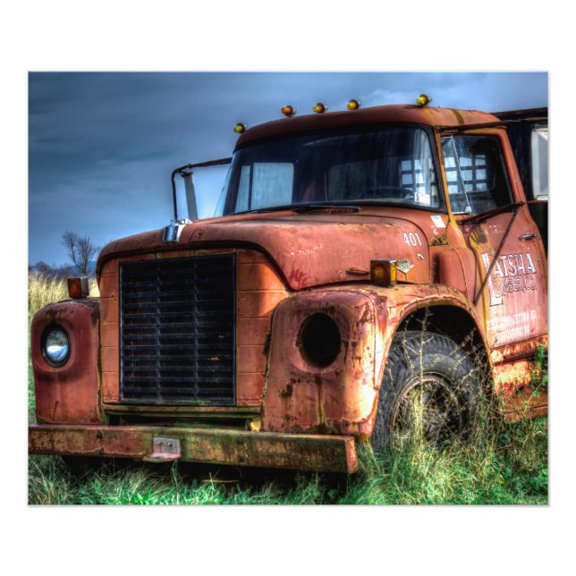 Antiker Rotinternationaler Lieferwagen Truck Fotodruck (Vorne)