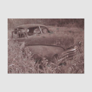 Antiker Rustikaler Retro-Sepia-Braun-Auto-Alte-Tex Seidenpapier