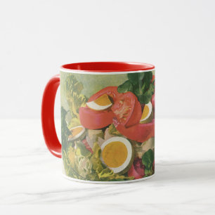 Antiker Salat mit Ei und Tomate Tasse